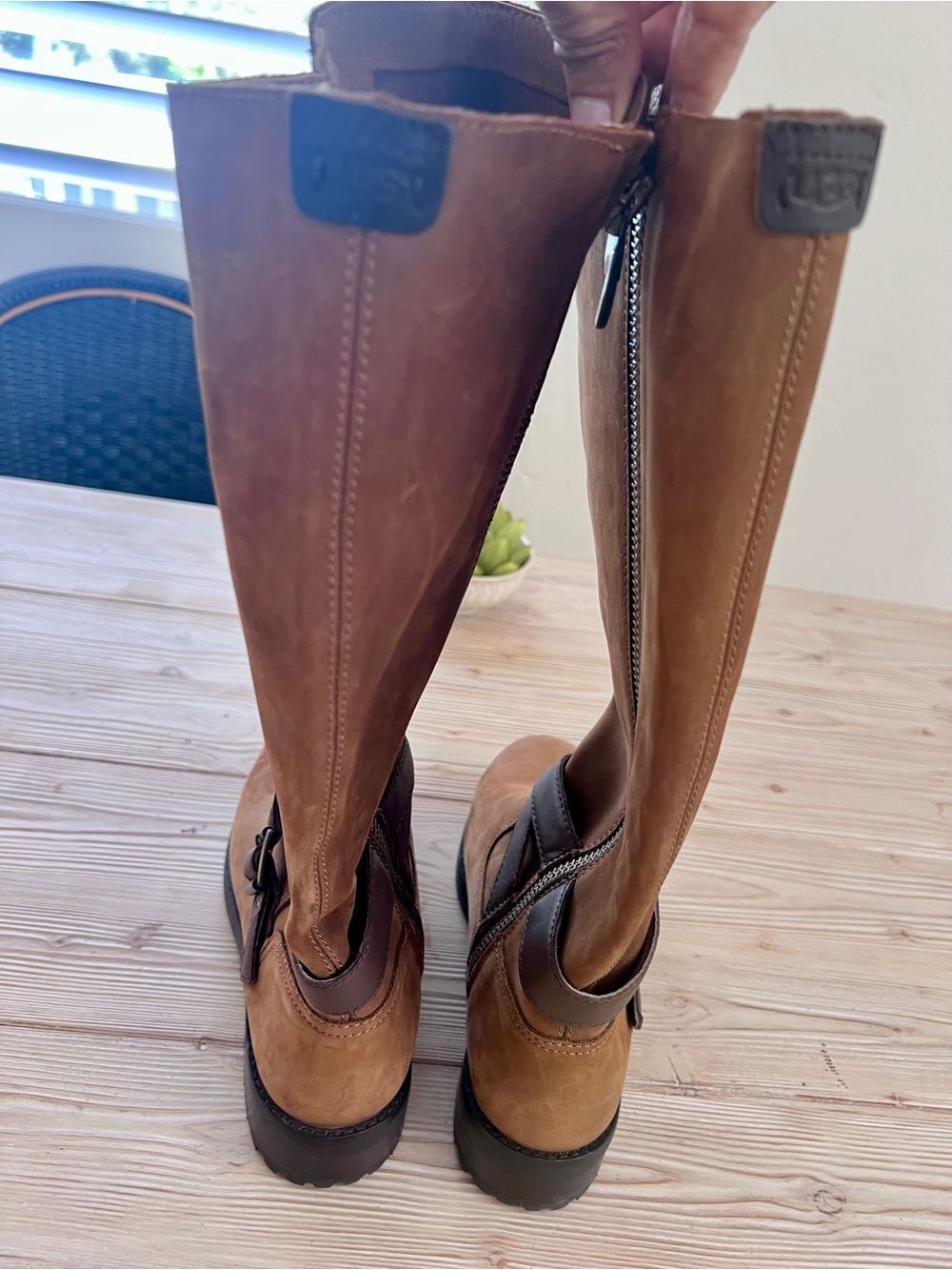 UGG Harrington Tall Boots Chestnut Suede Moto Riding Boots Women’s 8 - Picture 4 of 8